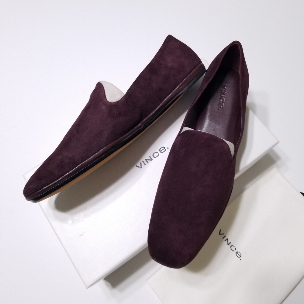 NIB Vince Paz Suede Leather Flat Slip-On Loafer in Wine Size US 9.5 $275